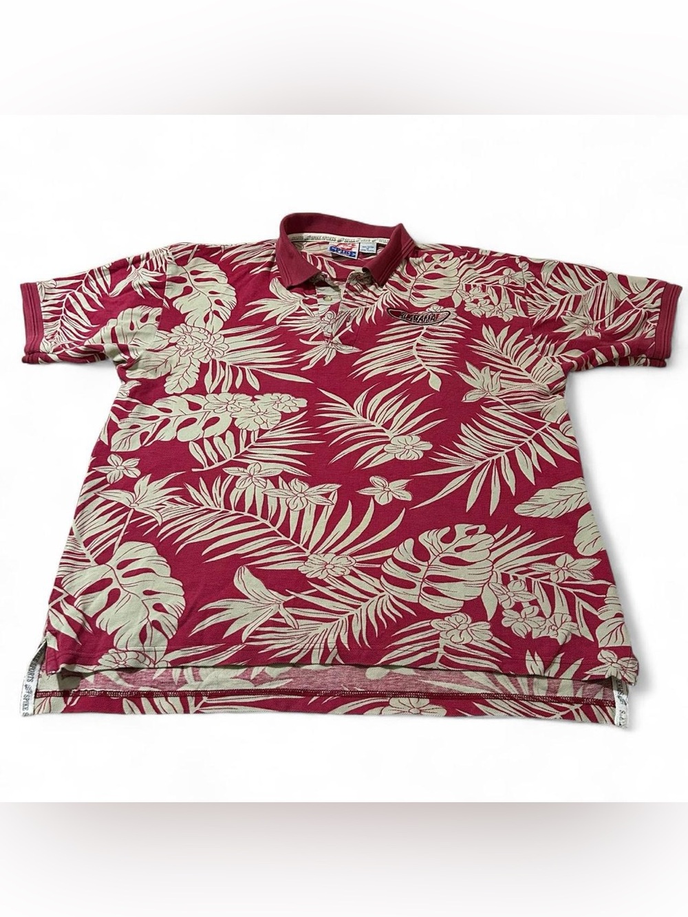 Vintage 90s Spike Sports Alabama Crimson Tide Hawaiian Polo Shirt Medium